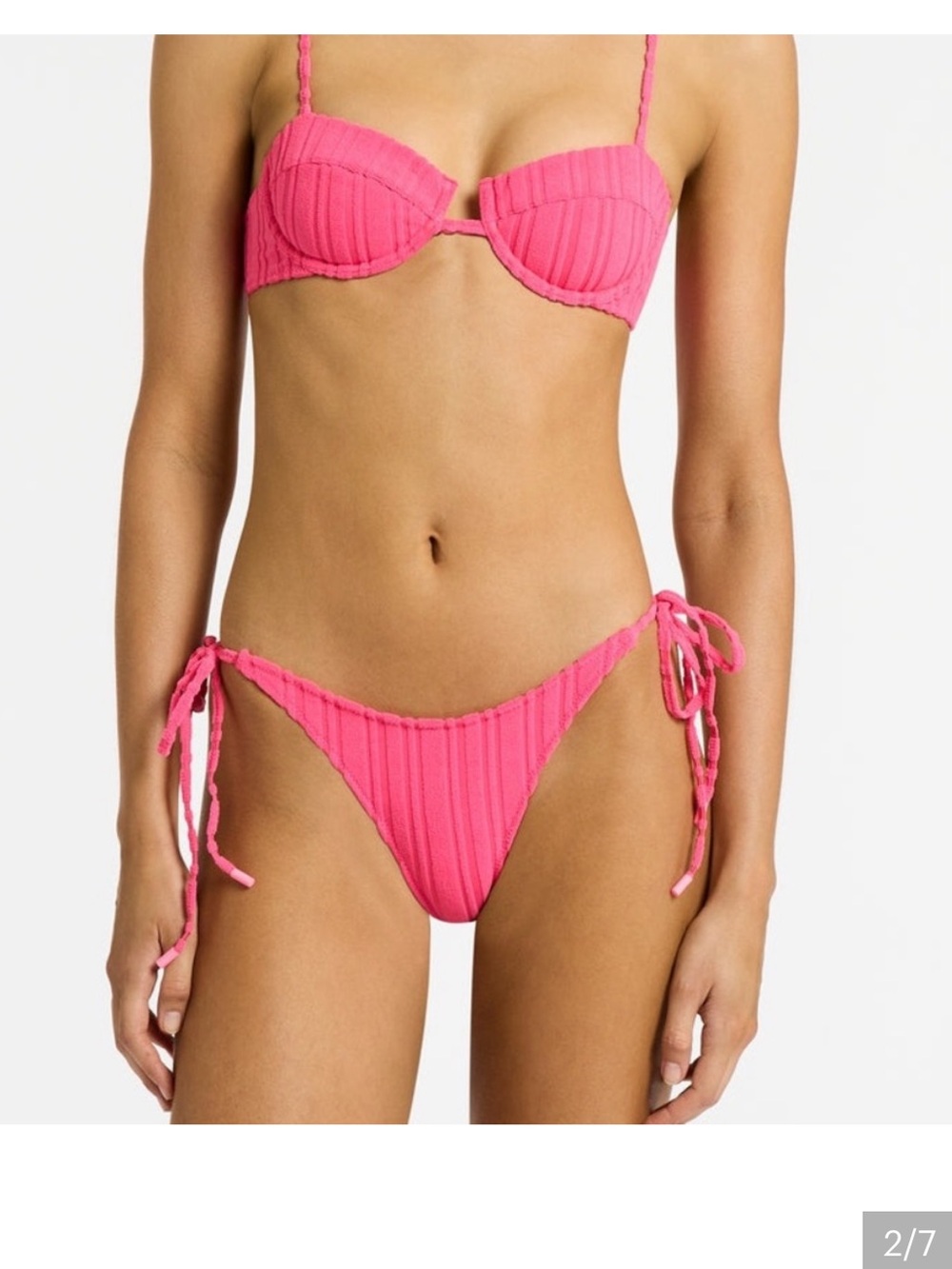 triangl swimwear Hot Pink Ribbed Tie-Side Bikini Set